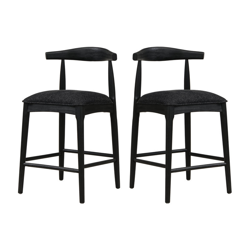 Ensemble de 2 tabourets de bar avec coussin moelleux et repose-pieds, Noir, Tabouret de comptoir (siège d'une hauteur de 26,5