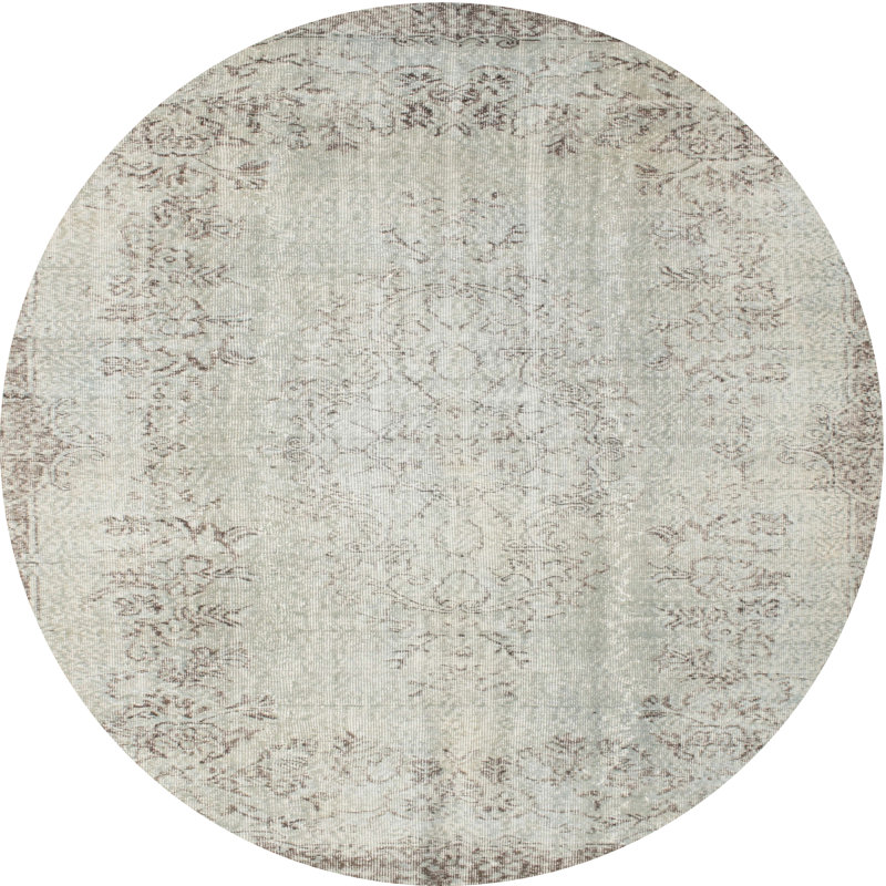 Tapis gris clair/brun contemporain, Rond 6 pi