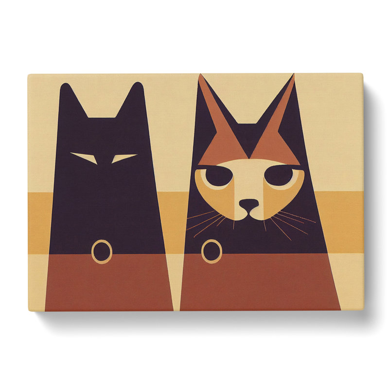 Two Abstract Cats Vol.6 - Wrapped Canvas, 40cm H x 60cm W x 3cm D