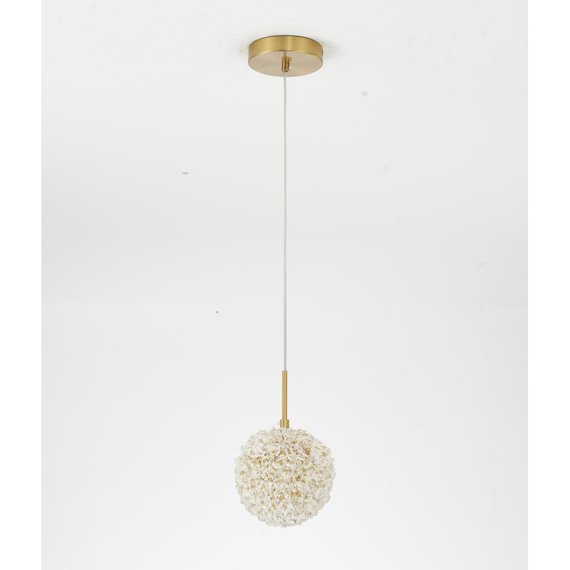 Transitional 1-Light Beaded Crystal Pendant , Brass