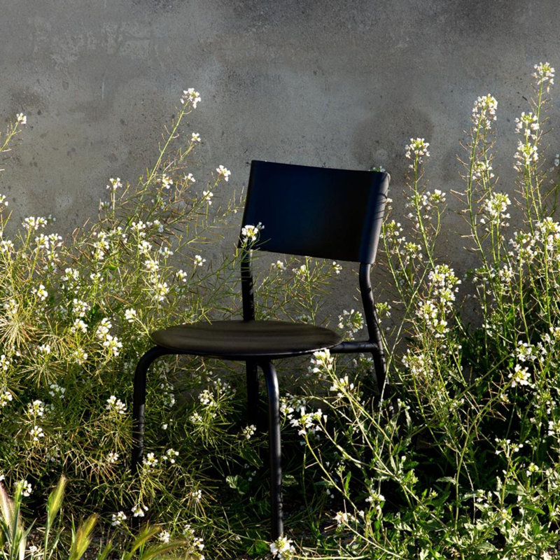 Midi Outdoor Dining Side Chair, Graphite Black