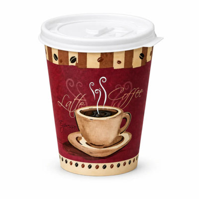 8oz Disposable Multi-Colored Paper Coffee Cups with Lids