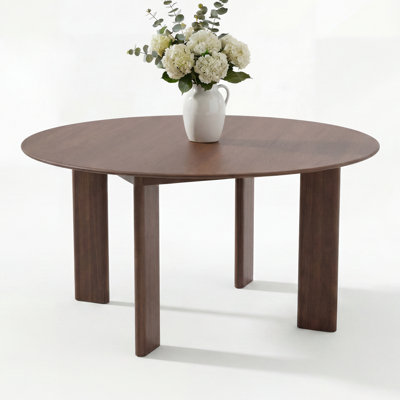 59" Solid Wood Round Kitchen Table with 4 Legs for Dining Room