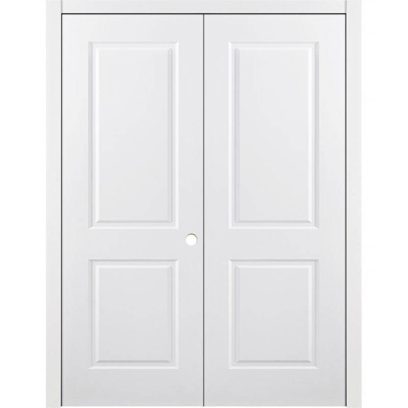 Double porte intérieure intérieure stratifiée 2 panneaux pré-suspendu blanc, 60 po x 80 po, S'ouvre à gauche vers l'intérieur