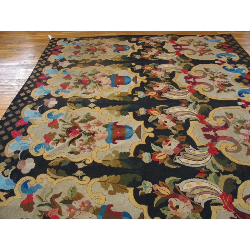 Antique Needlepoint English Knotted Rug