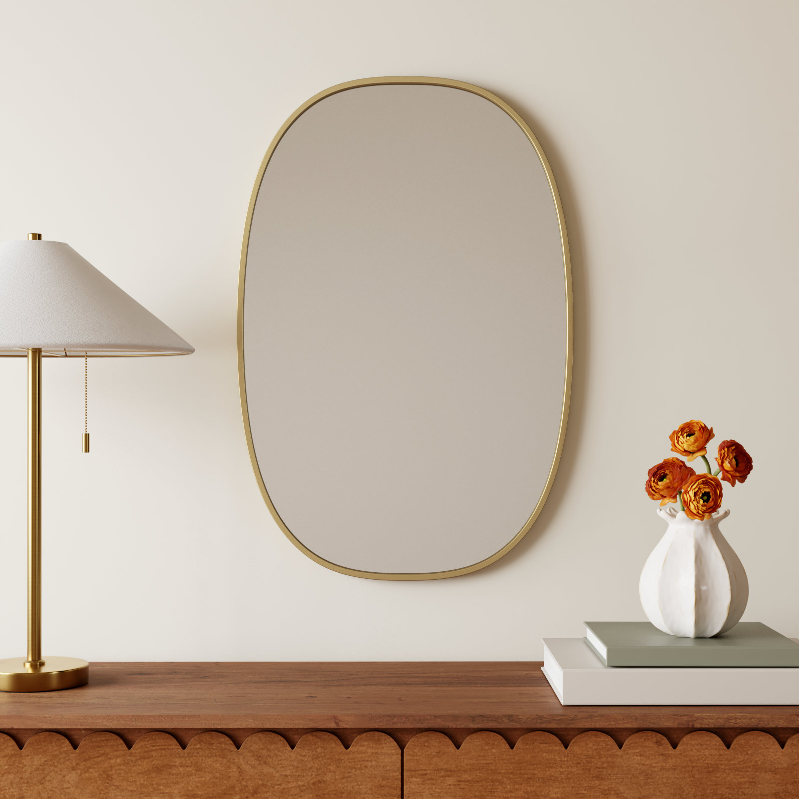 Sabine Accent Mirror, 30" x 20", Brass