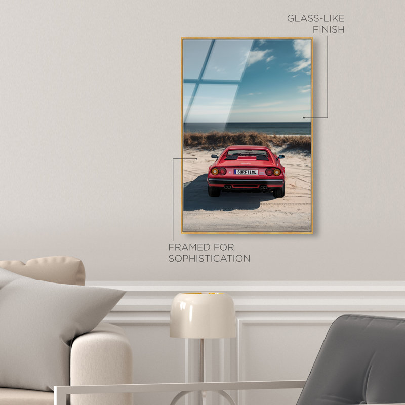 Surftime Car Canvas Transportation Print by Oliver Gal, 16"H x 11"W, Gold Frame
