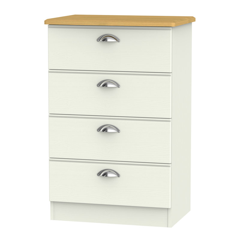 Fully Assembled Murier 4 Drawer Chest, Cream Ash/Riviera Oak