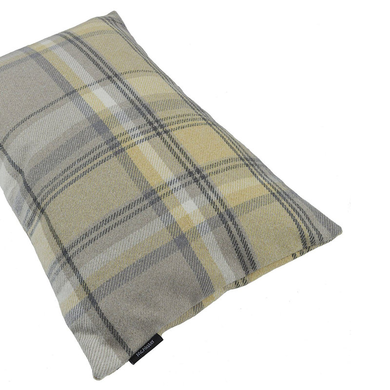 Griggs Plaid Rectangular Cushion, 30 x 50cm, Mustard Yellow/Grey