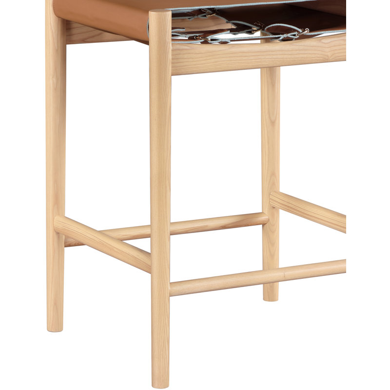 Tabouret de bar Rawlins, Cuir cognac végétalien, Naturel