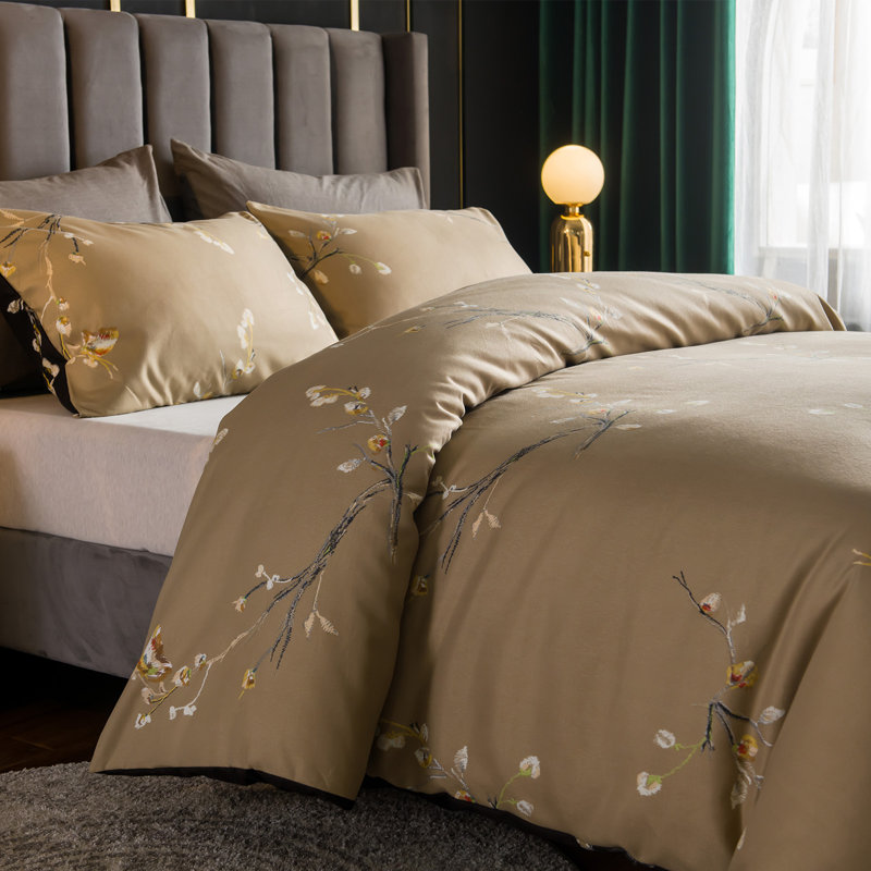 Microfiber Duvet Cover Set, Single (135cm x 200cm), Black & Beige