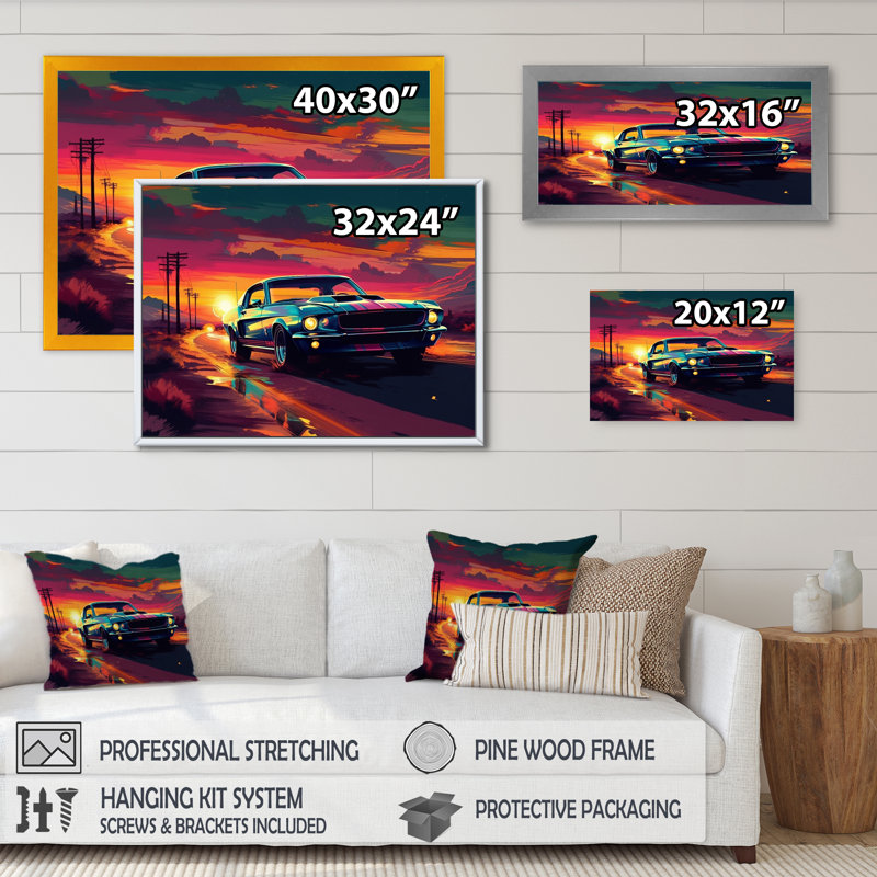 «Melody Car Muscle Car» par Marcelena, Cadre photo noir, H 12 po x l 20 po x P 1 po