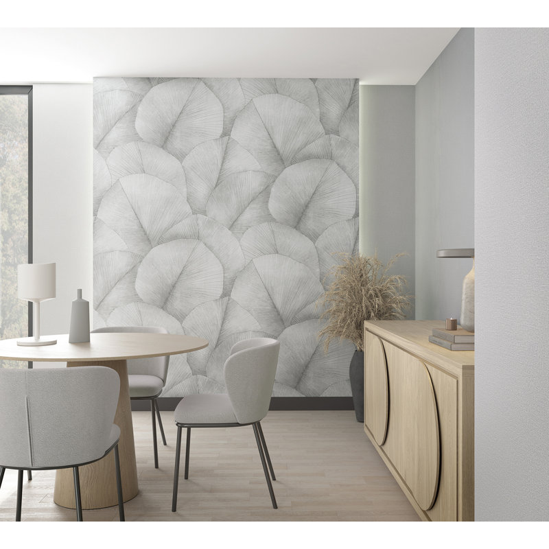 Amariyana Collection Repeatable Palm 4 Mural 212Cm, Silver/Grey