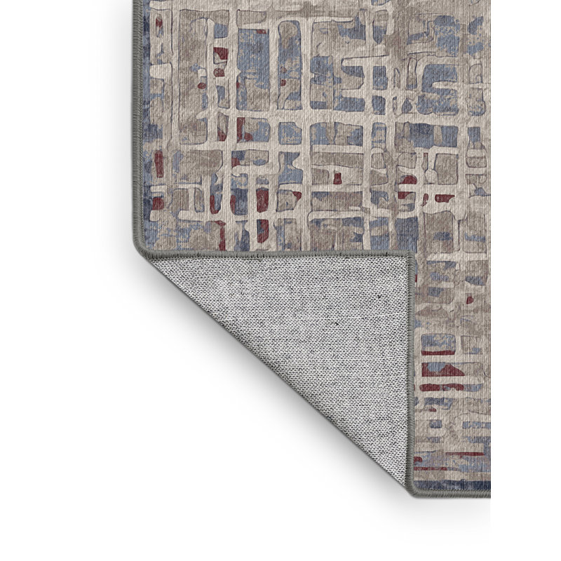 Machine Washable Gray Area Rug, Rectangle 4' x 6'