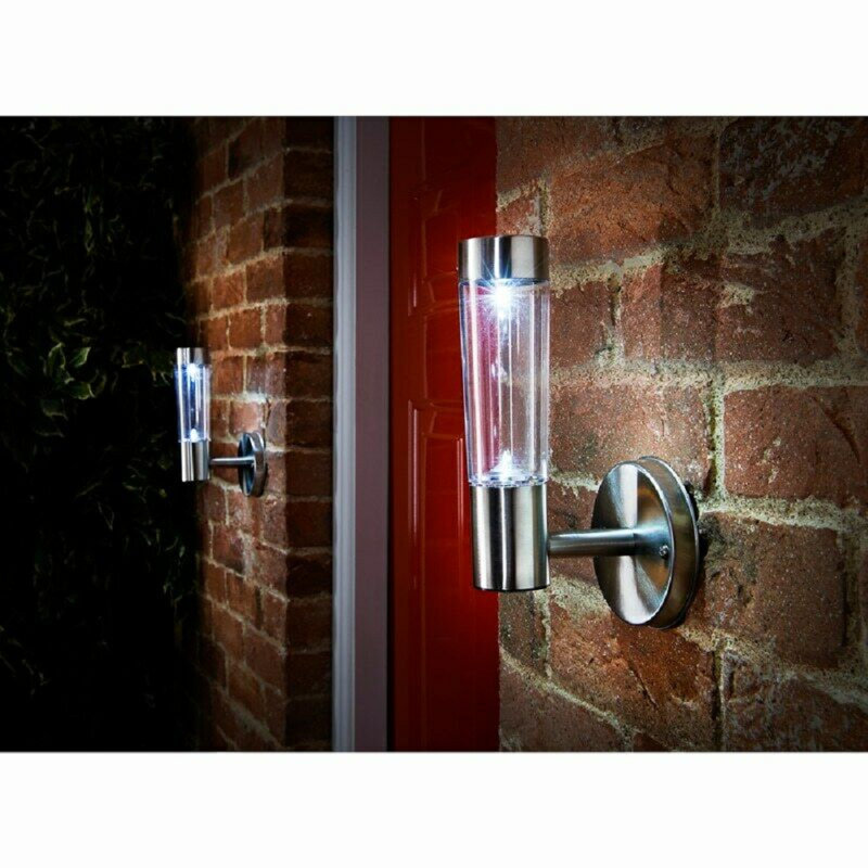 Desirree Chrome 20cm H Solar Powered Integrated LED Outdoor Wall Lantern with Dusk to Dawn