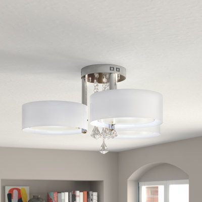 Hemby 65cm Modern Round Acrylic 3-Light  Semi Flush Mount