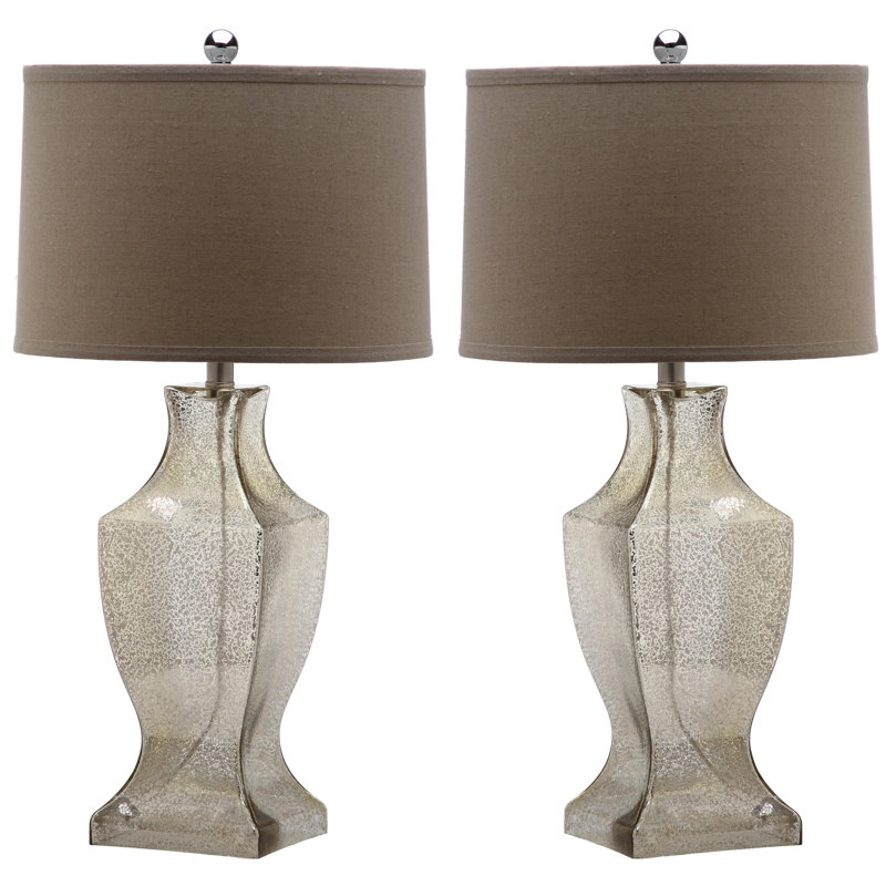 Aonan Glass Table Lamp, Antique Silver