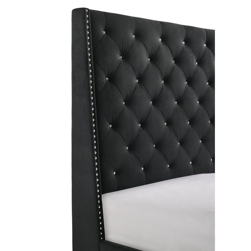 Très grand lit tapissier Chantilly, Noir
