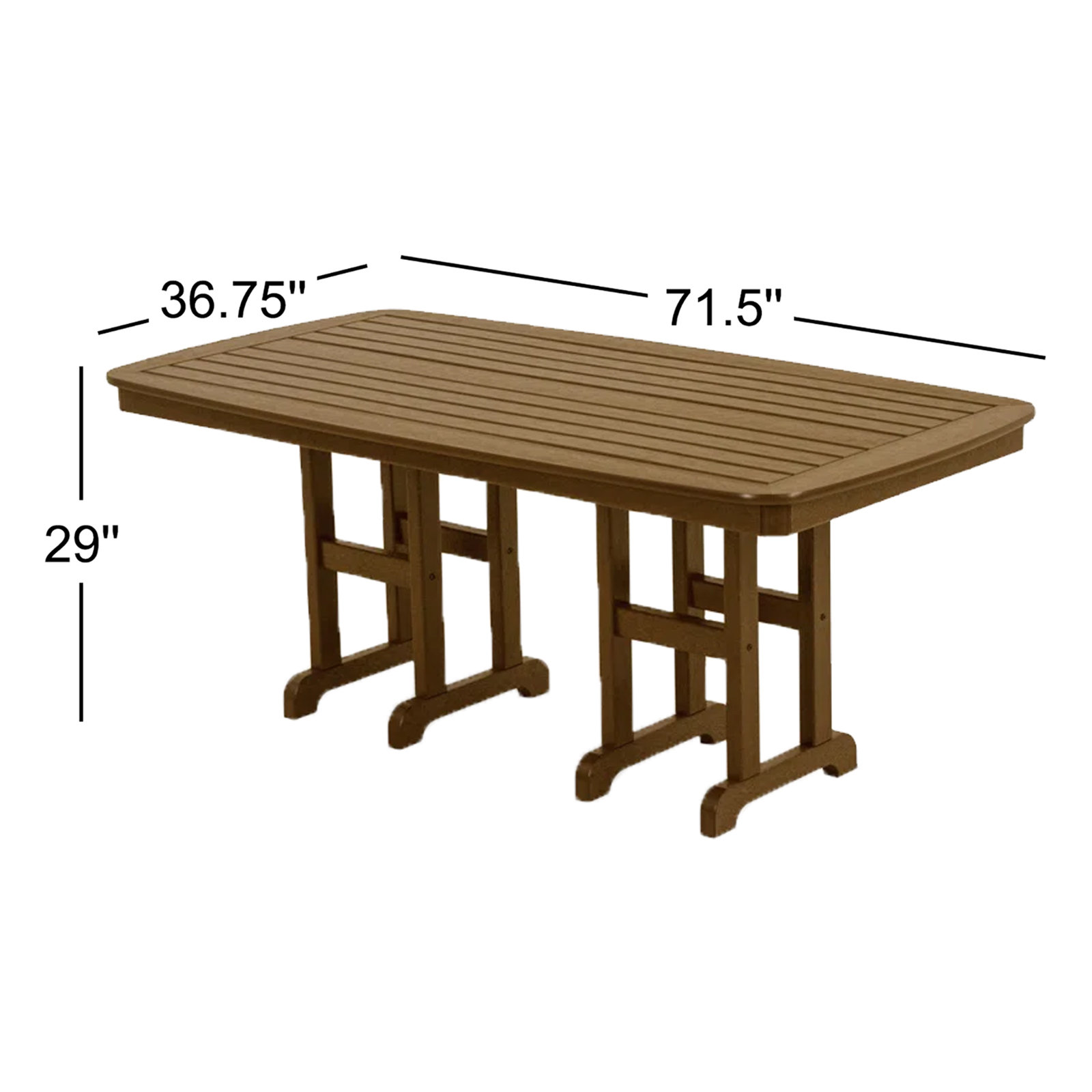 POLYWOOD Nautical Dining Table, Dark Teak, 29" H x 71.5" L x 36.75" W