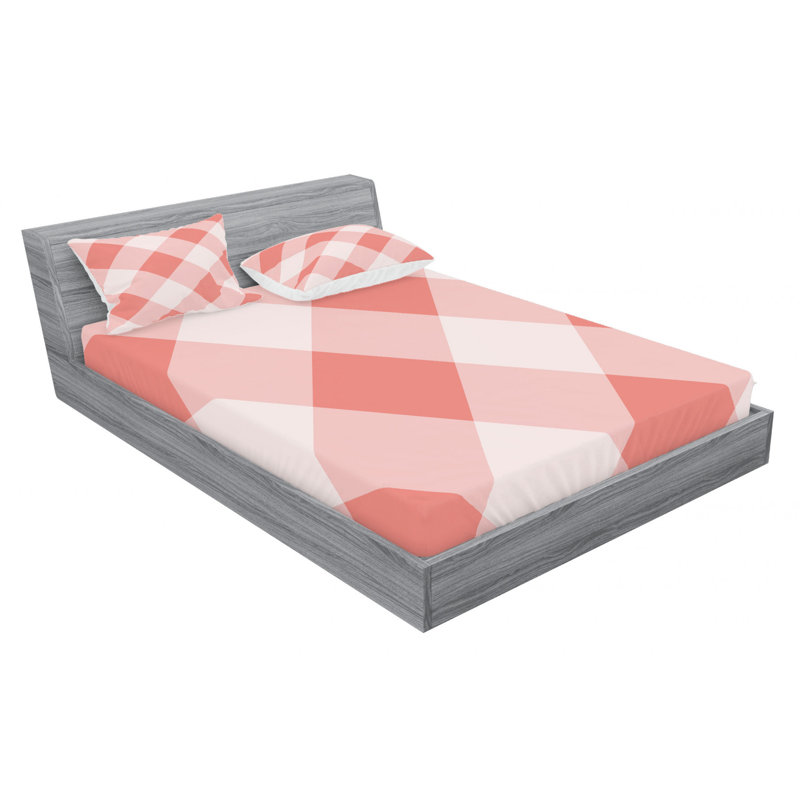 Microfiber Gingham Sheet Set, Queen Sheet Set with Fitted Sheet