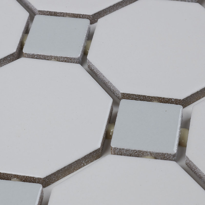 Osmond 2" x 2" Ceramic Mosaic Wall & Floor Tile, White/Gray