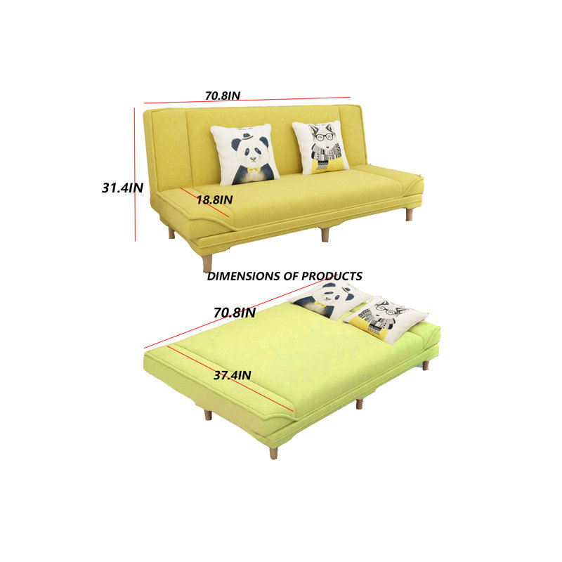 70.8" Upholstered Sofa, Lemon Yellow