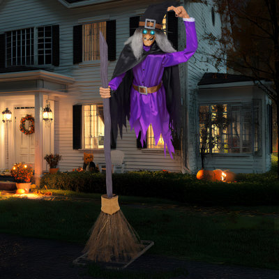 8FT Halloween Animated Flying Witch Decorations