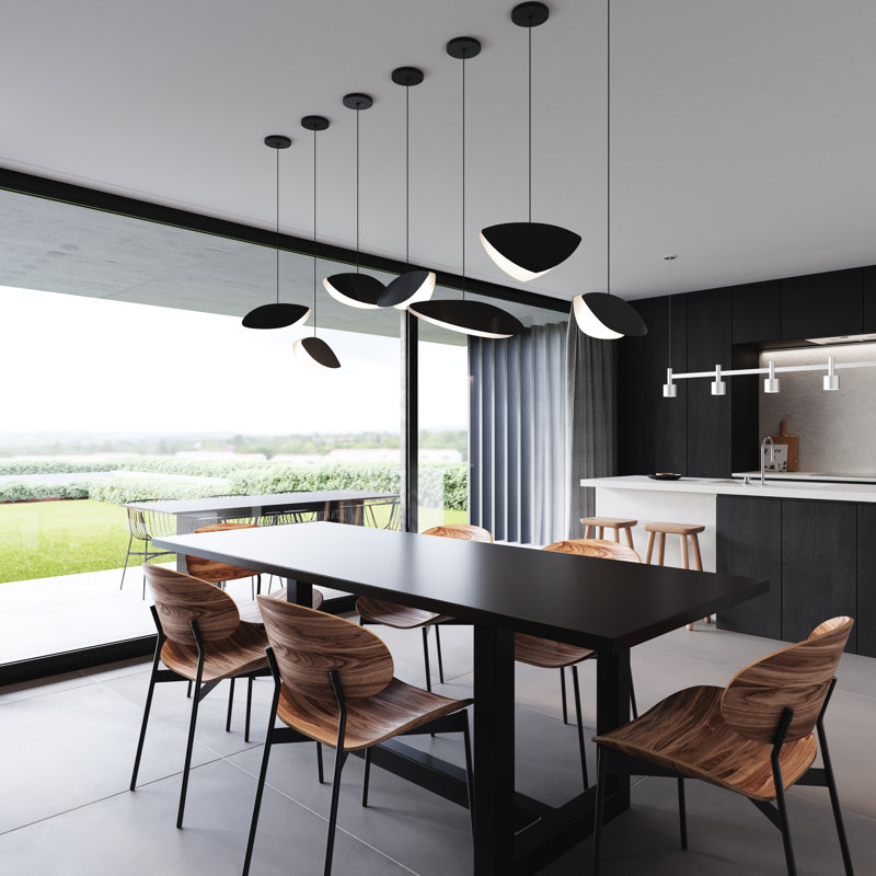 Papillons™ 1 - Light LED Pendant, Satin Black, 6.75" H x 12.5" W x 5.25" D