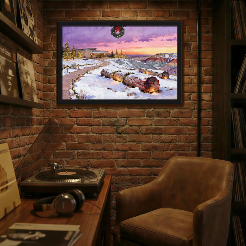 Paysage de Noël d'hiver avec décorations de Noël, H 16 po x l 24 po