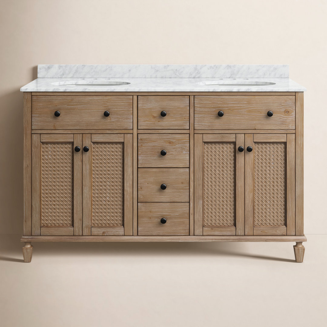 Berkely 55'' Double Bathroom Vanity with Marble Top Birch Lane™