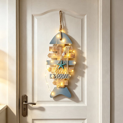 wooden pendant Mediterranean Fish Bones Hanging Pendant Oceans Style Home Wall Hanging Decoration Fish Shaped Jewelry