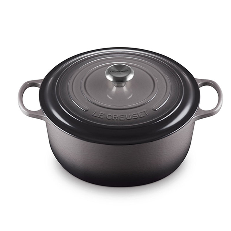 Le Creuset Signature Enameled Cast Iron Round Dutch Oven with Lid, Oyster, 9 quarts