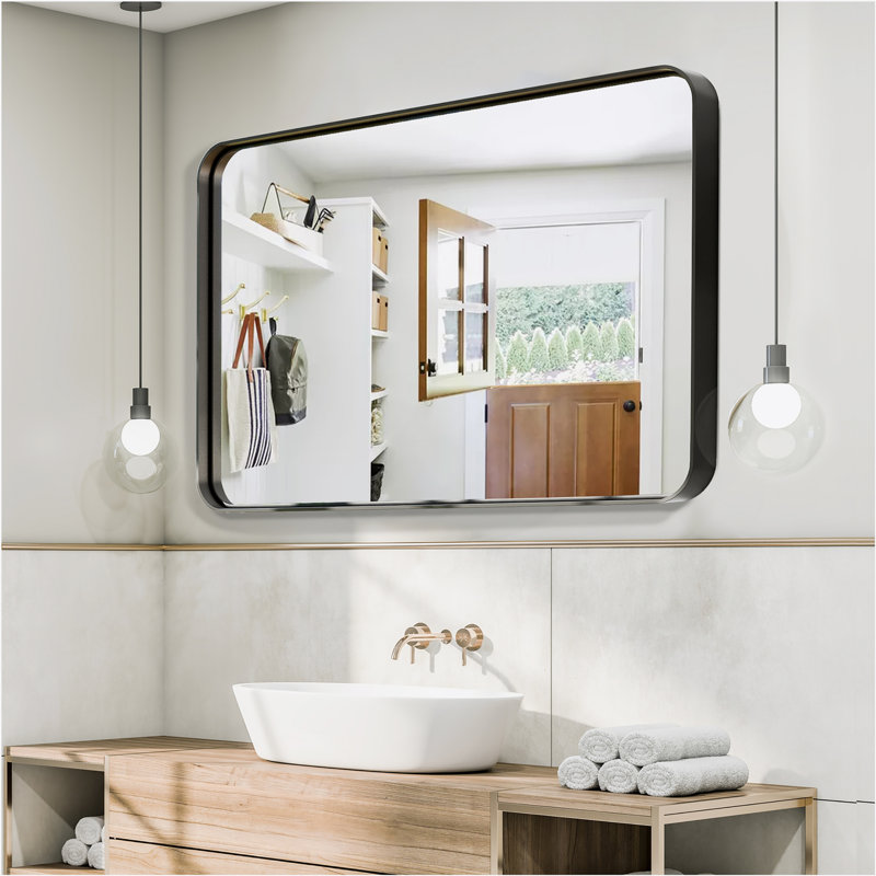 Miroir mural Aubriona, Noir, noir, noir, noir, 42 po x 32 po