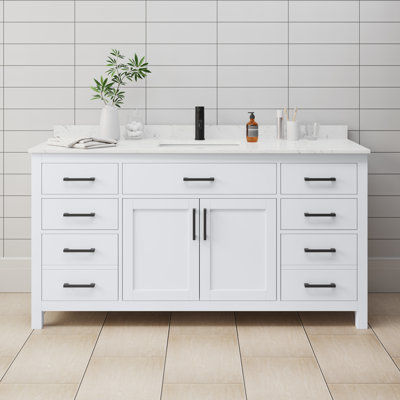 Beckett 66" Freestanding Single Bathroom Vanity with Cultured Marble Top