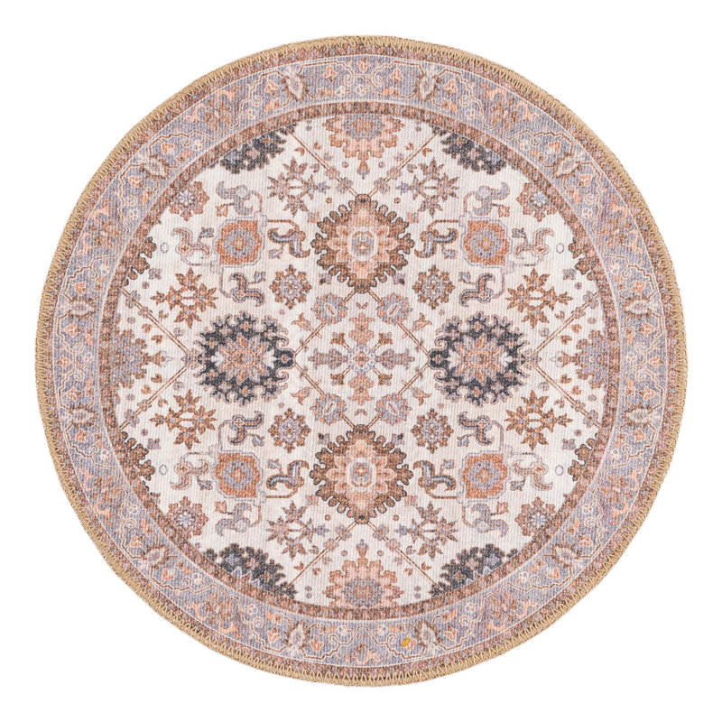 Memnune Performance Chenille Floral Indoor Rug, Round 2' x 2'
