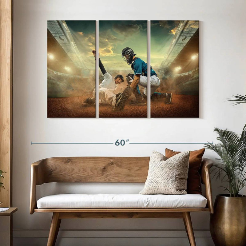 Sireci Baseball Action, 32" H x 50" W