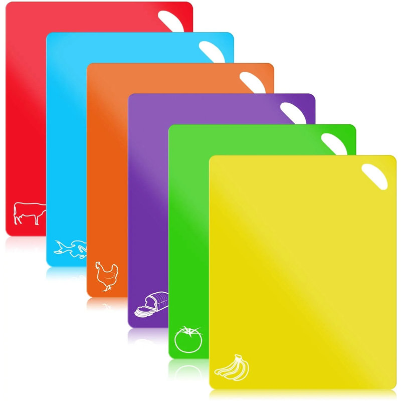 Multicolor Flexible Plastic Chopping Mats Set of 6