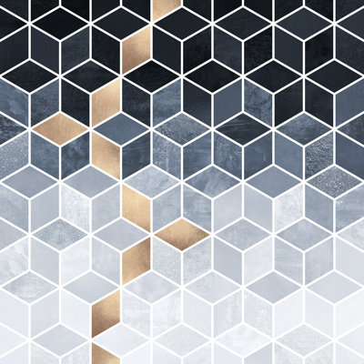 " Soft Blue Gradient Cubes " by Elisabeth Fredriksson