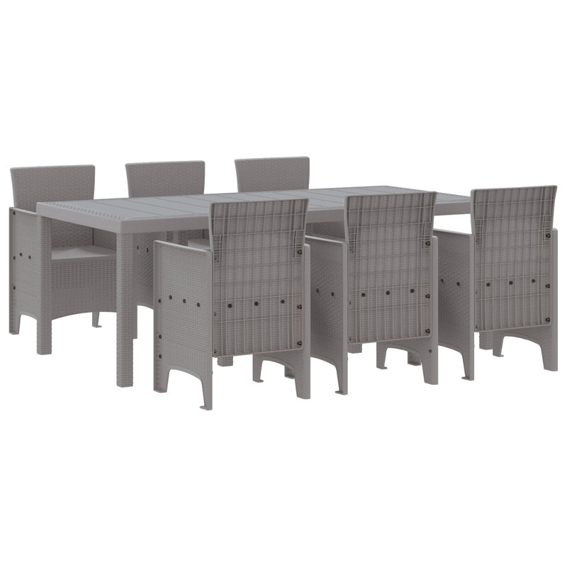 Rectangular 7 - Piece 6 - Person 200Cm L Outdoor Table Set, Grey