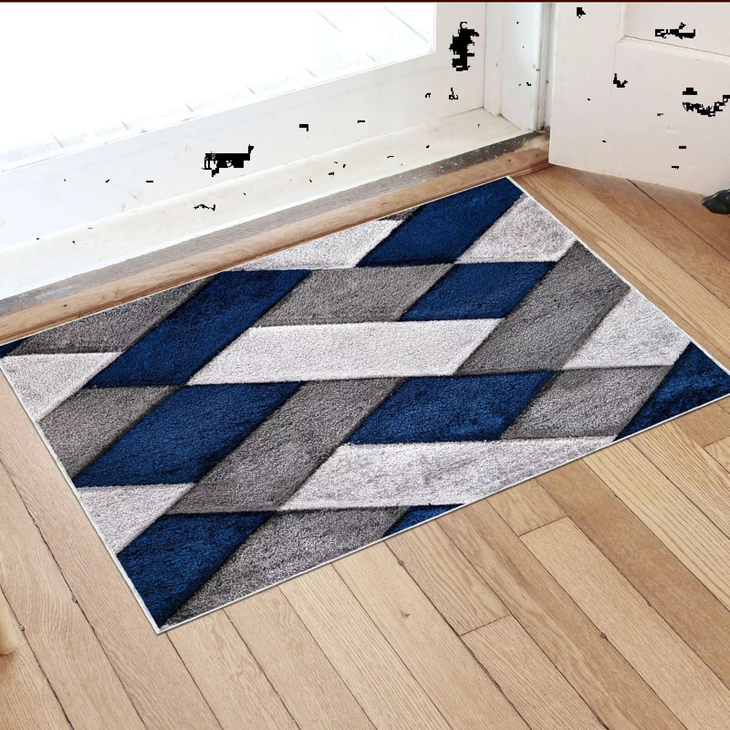 Christean Non-Slip Indoor Doormat, 60cm W x 110cm L, Blue