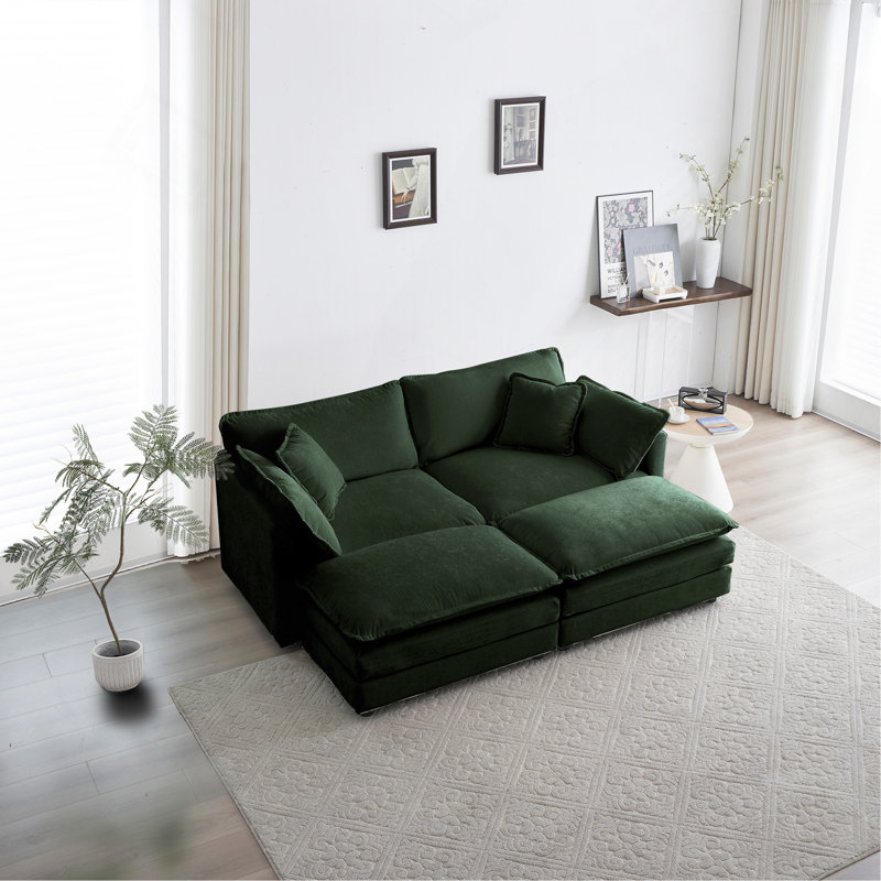 Canapé modulaire rembourré 4 pièces 4 pièces, Vert