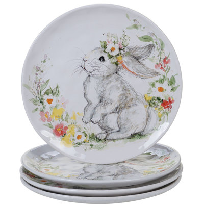Certified International Sweet Bunny Set Of 4 Dinner Plate