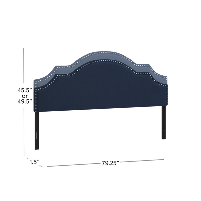 Bolser Upholstered Adjustable Headboard,, Blue, King