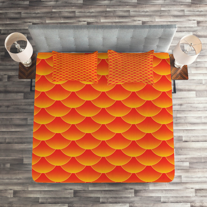 Halloween Farmhouse / Country Coverlet, Geometric Shapes 2, King Bedspread + 2 Shams