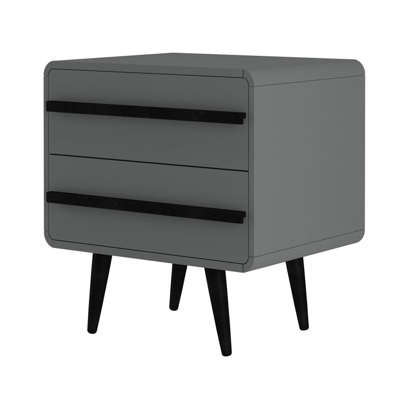 Sapelo 51cm W Particle Board / Chipboard Bedside Table, Black/Grey