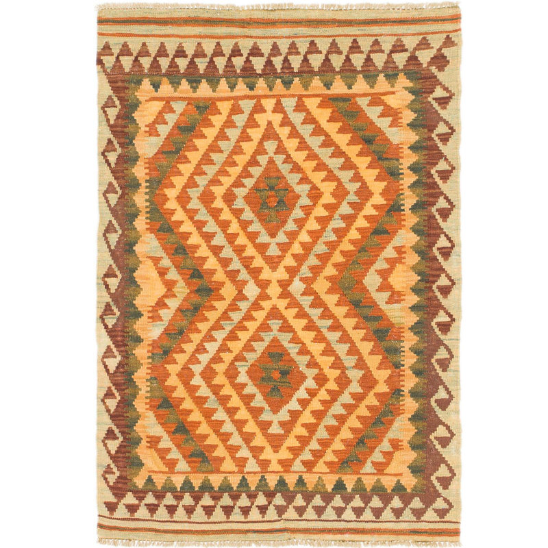 Tapis en laine rouge 3 pi x 4 pi 5 po one-of-kind main-noué la new age Elland