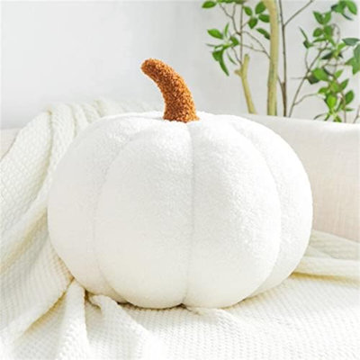 Coussin de citrouille, coussin de coussin en forme de citrouille, coussin de plancher en peluche de citrouille, décoration de coussin de citrouille, coussin de coussin de citrouille d'Halloween pour les décorations de fête d'Halloween (7,5 po, blanc)