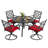5-piece Metal Patio Dining Set With Umbrella Hole And Swivel Chairs