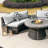Billington 6 - Person Outdoor Steel Wicker Fire Pit Conversation Set - Gray