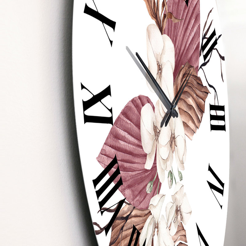 Bouquet de fleurs tropicales blanches I - Horloge murale traditionnelle, Grand